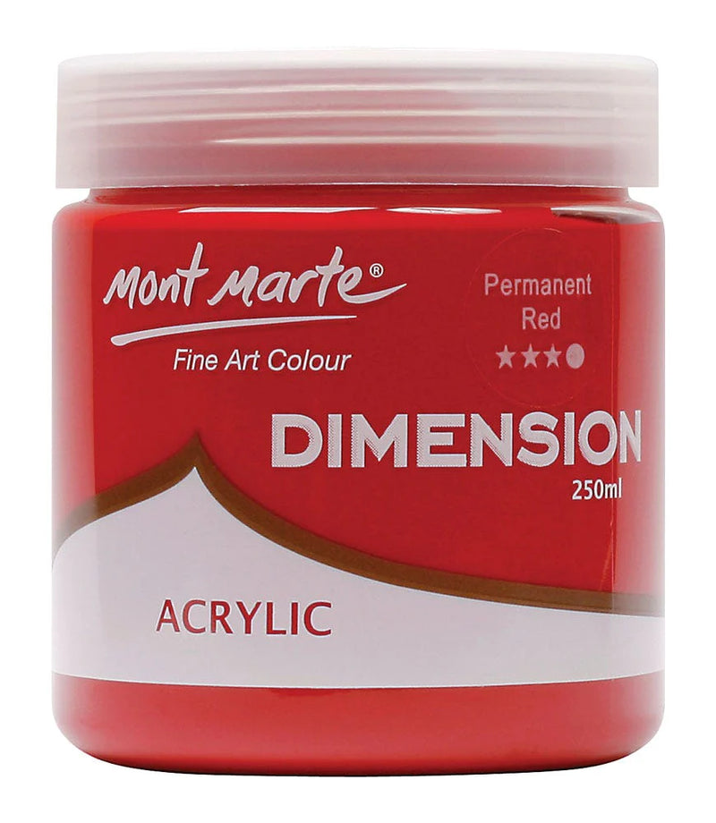 Mont Marte Dimension Acrylic Paint 250ml Pot - Permanent Red PMDA2511