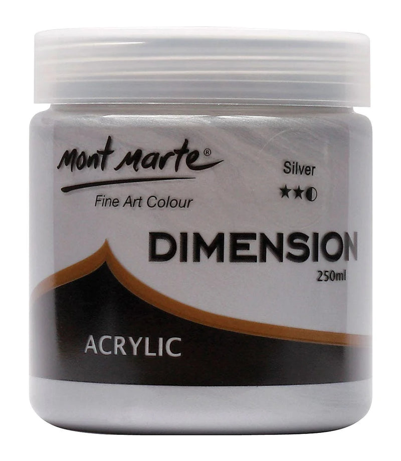 Mont Marte Dimension Acrylic Paint 250ml Pot - Silver PMDA2543