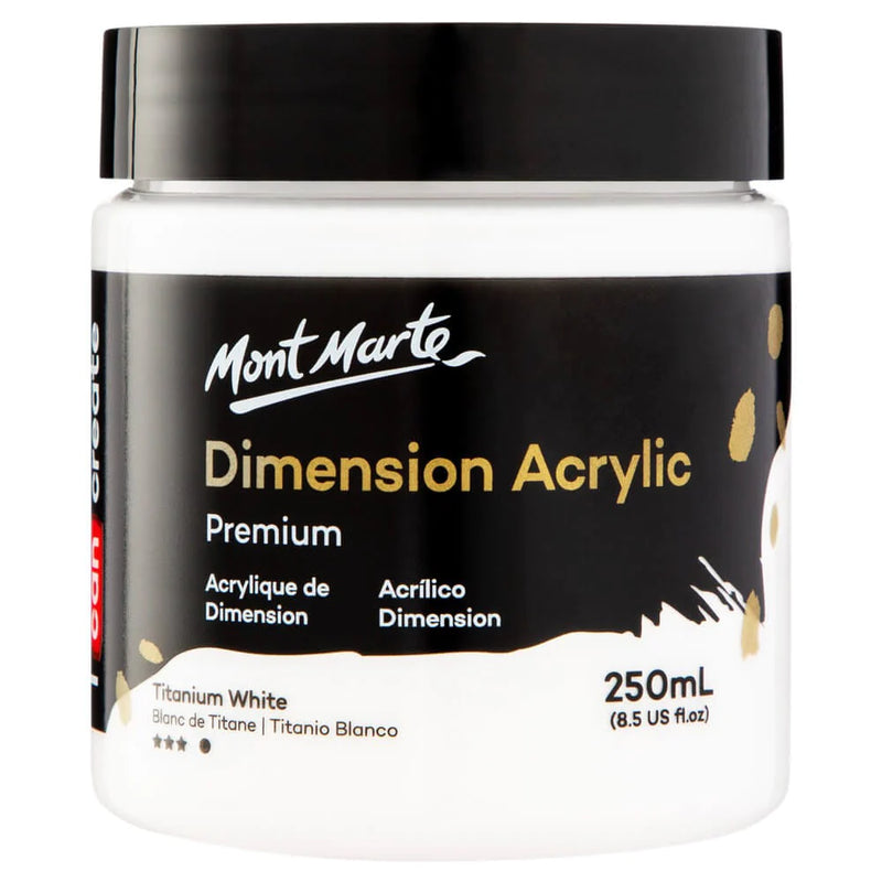 Mont Marte Dimension Acrylic Paint 250ml Pot - Titanium White PMDA2501