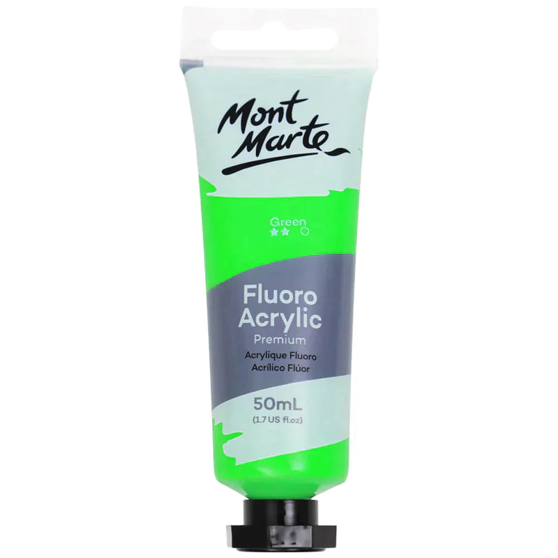 Mont Marte Fluoro Acrylic Paint 50ml - Green PMFL5008