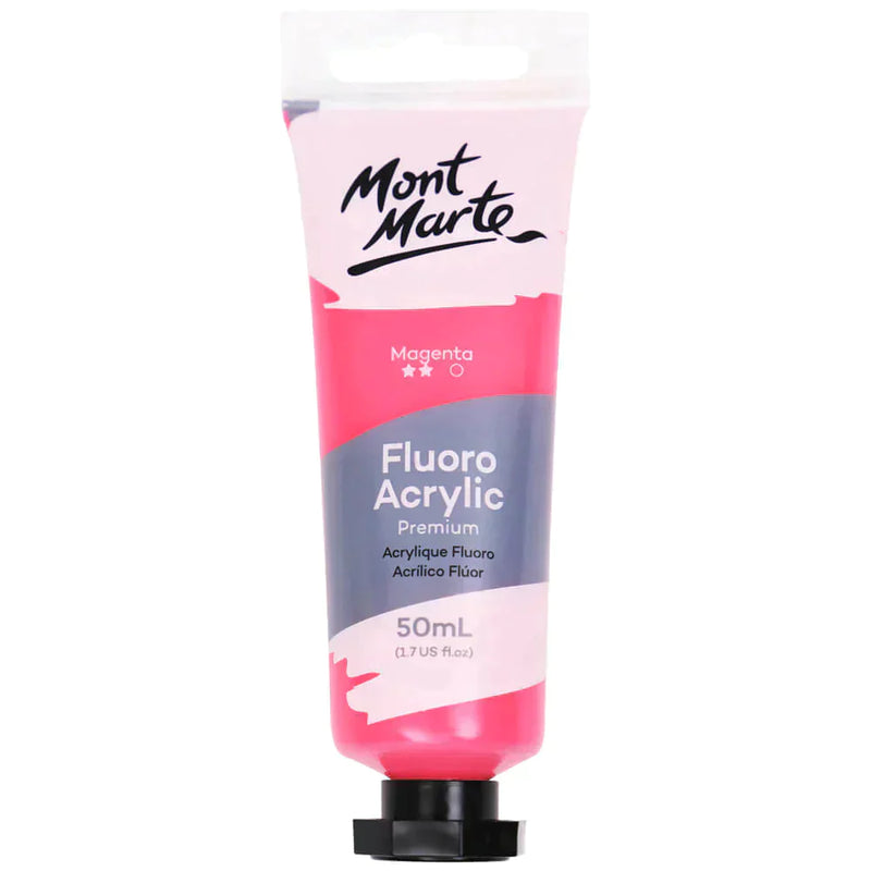 Mont Marte Fluoro Acrylic Paint 50ml - Magenta PMFL5005