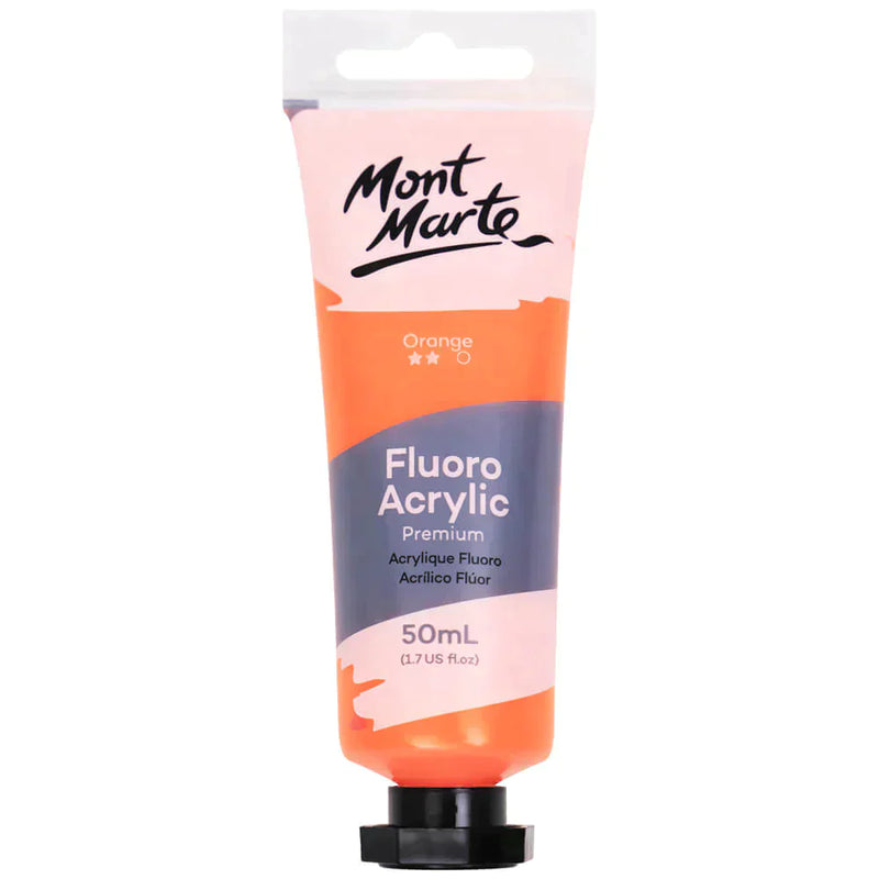 Mont Marte Fluoro Acrylic Paint 50ml - Orange PMFL5002