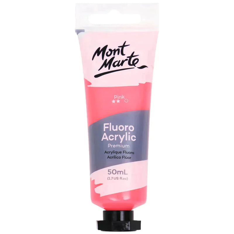 Mont Marte Fluoro Acrylic Paint 50ml - Pink PMFL5003