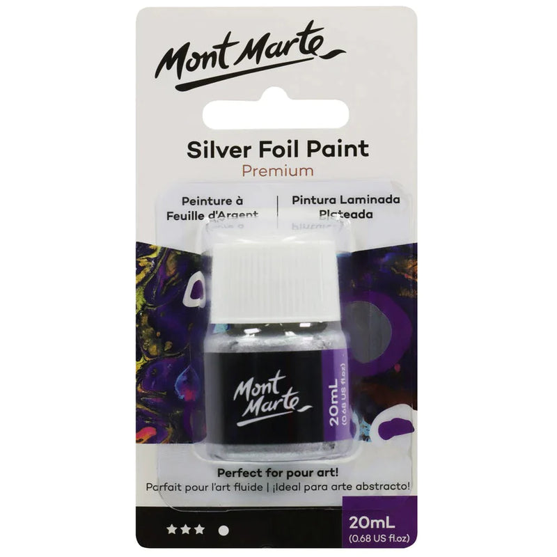 Mont Marte Foil Paint 20ml Bottle - Silver - PMPP2001