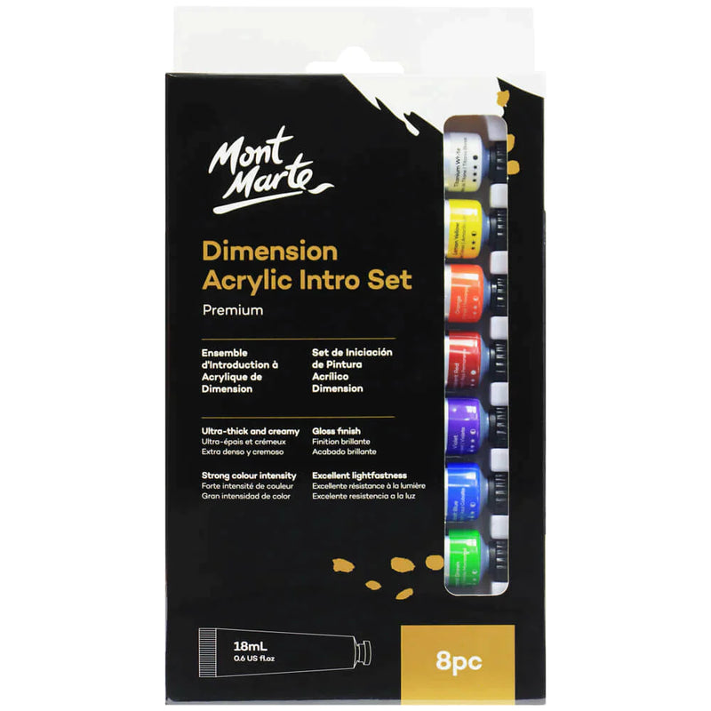 Mont Marte Intro Paint Set - Dimension Acrylic Paint 8pc x 18ml - PMDA8181