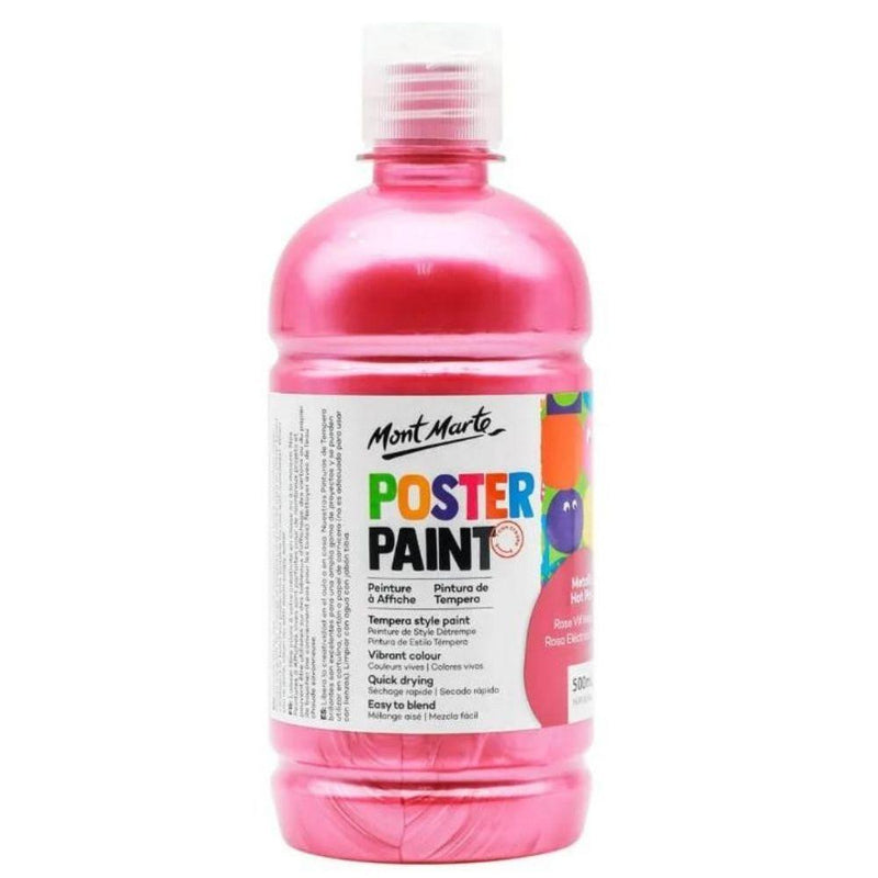 Mont Marte Kids - Metallic Poster Paint 500ml MPST3003 - Metallic Hot Pink