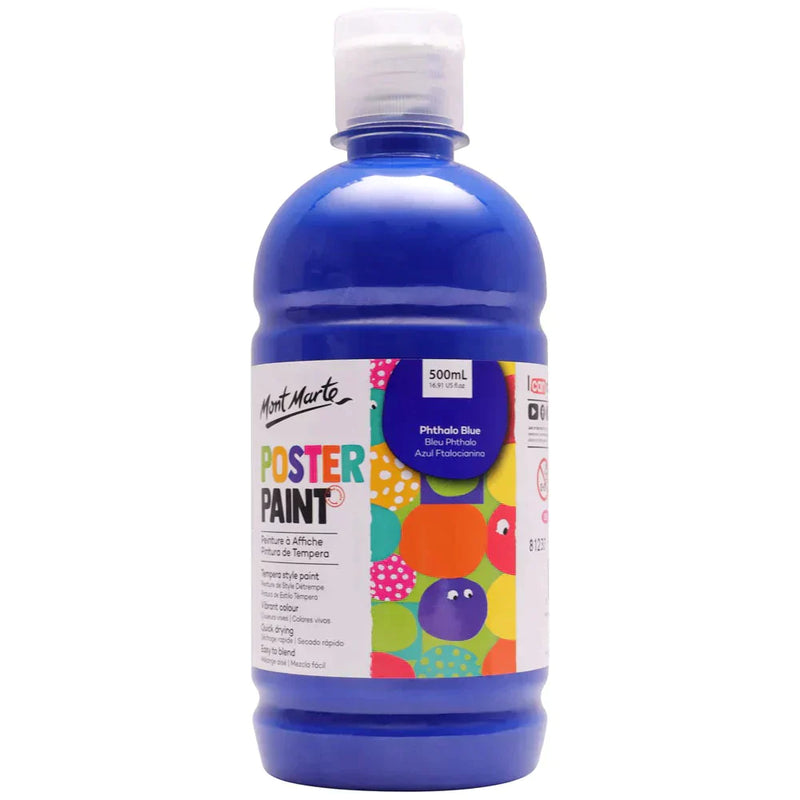 Mont Marte Kids - Poster Paint 500ml MPST0024- Phthalo Blue