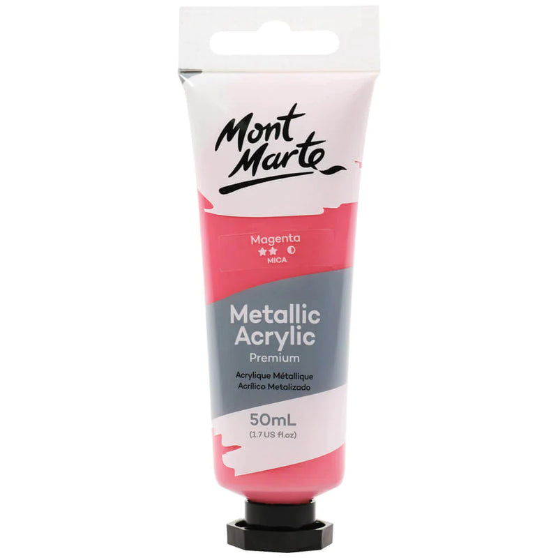 Mont Marte Metallic Acrylic Paint 50ml - Magenta