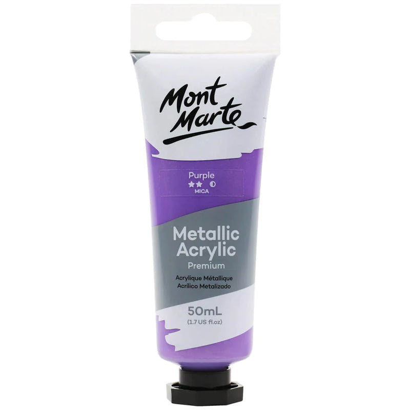 Mont Marte Metallic Acrylic Paint 50ml - Purple - PMMT5004