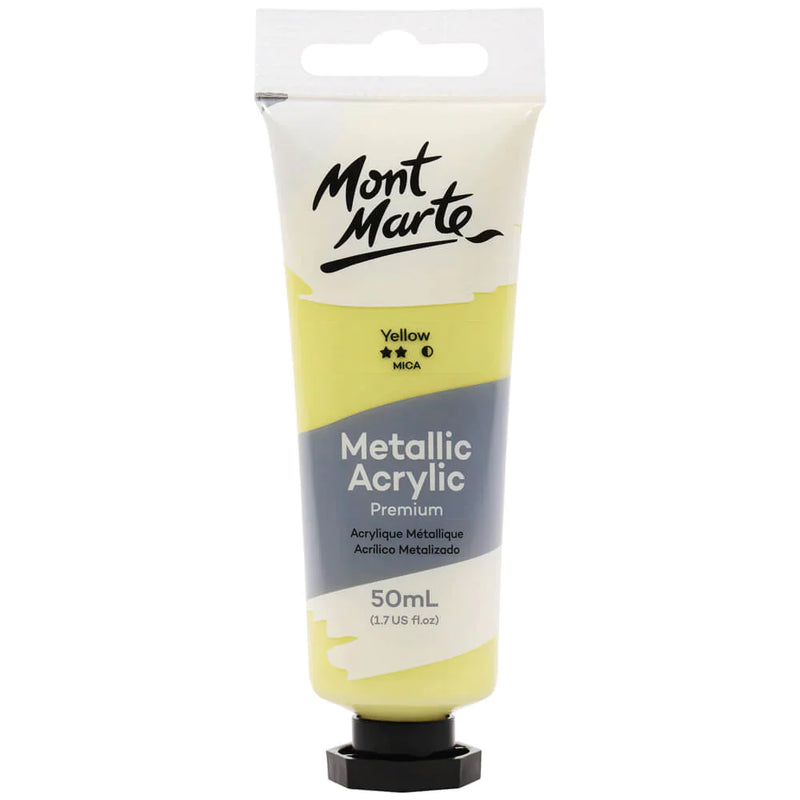 Mont Marte Metallic Acrylic Paint 50ml - Yellow - PMMT5001