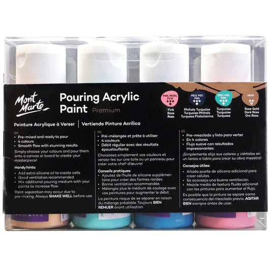 Mont Marte Pouring Acrylic Paint Set Premium 4pc x 60ml (2 US fl.oz) - Flamingo PMPP4204