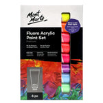 Mont Marte Premium Paint Set - Fluoro Acrylic Paint 8pc x 36ml - PMFL8361