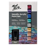 Mont Marte Premium Paint Set - Metallic Acrylic Paint 8pc x 36ml - PMMT8361