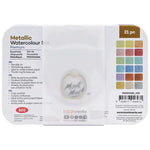 Mont Marte Premium Paint Set - Metallic Watercolour Pans w/Waterbrush and Sponge in Tin 21pc - PMHS0085