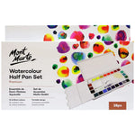 Mont Marte Premium Paint Set - Watercolour Half Pan w/Water Brush 27pc - PMHS0036