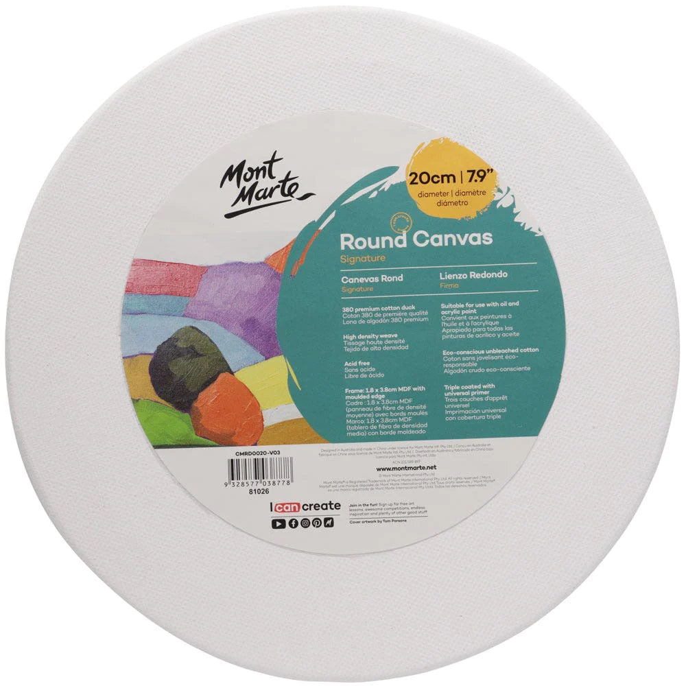 Mont Marte Signature Canvas Round 20cm CMRD0020