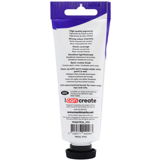 Mont Marte Satin Acrylic Paint 75ml Tube - Burnt Sienna - PMSA7526