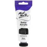 Mont Marte Satin Acrylic Paint 75ml Tube - Lamp Black - PMSA7530