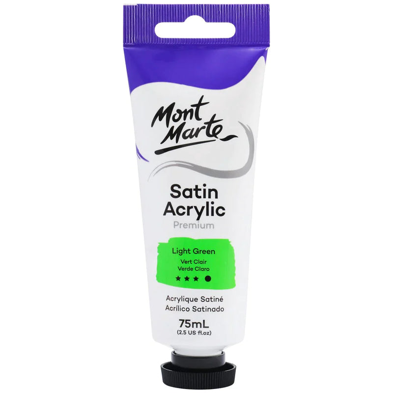 Mont Marte Satin Acrylic Paint 75ml Tube - Light Green - PMSA7521