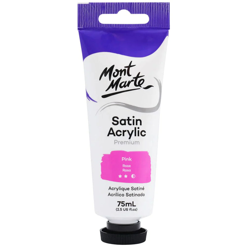 Mont Marte Satin Acrylic Paint 75ml Tube - Pink - PMSA7512