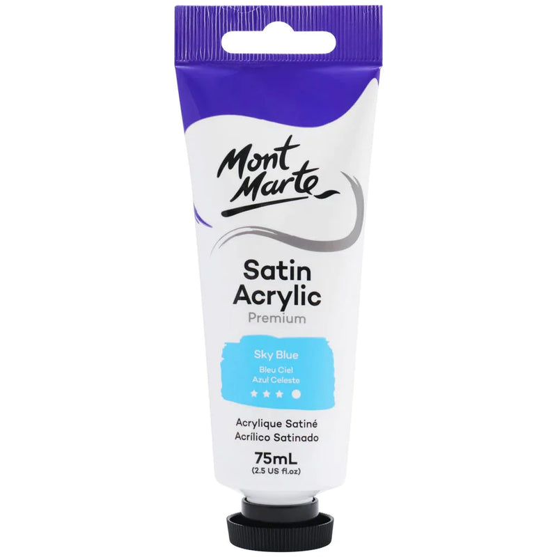 Mont Marte Satin Acrylic Paint 75ml Tube - Sky Blue - PMSA7518