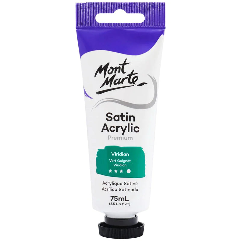 Mont Marte Satin Acrylic Paint 75ml Tube - Viridian - PMSA7522