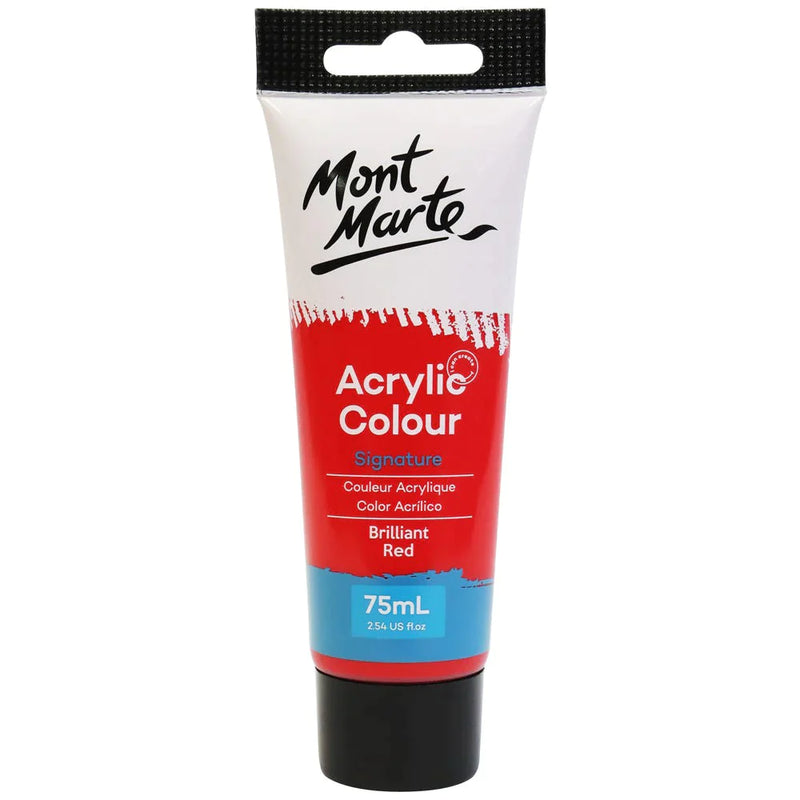 Mont Marte Signature Acrylic Paint 75ml Tube - Brilliant Red - MSCH7510