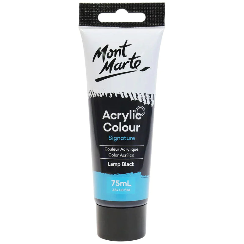 Mont Marte Signature Acrylic Paint 75ml Tube - Lamp Black - MSCH7532