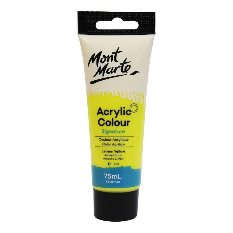 Mont Marte Signature Acrylic Paint 75ml Tube - Lemon Yellow - MSCH7502 Baqer Mohebi