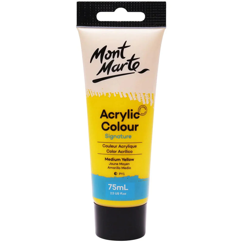 Mont Marte Signature Acrylic Paint 75ml Tube - Medium Yellow - MSCH7504