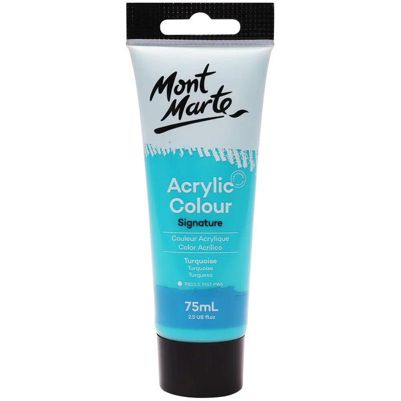 Mont Marte Signature Acrylic Paint 75ml Tube - Turquoise - MSCH7522