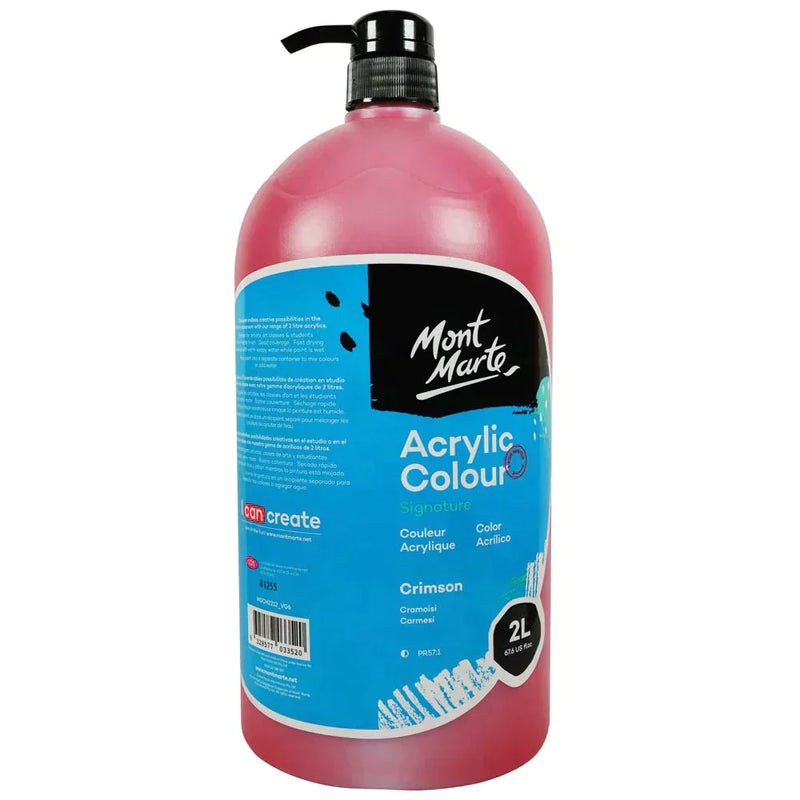 Mont Marte Signature Acrylic Paint Pump Bottle 2L - Crimson MSCH2212