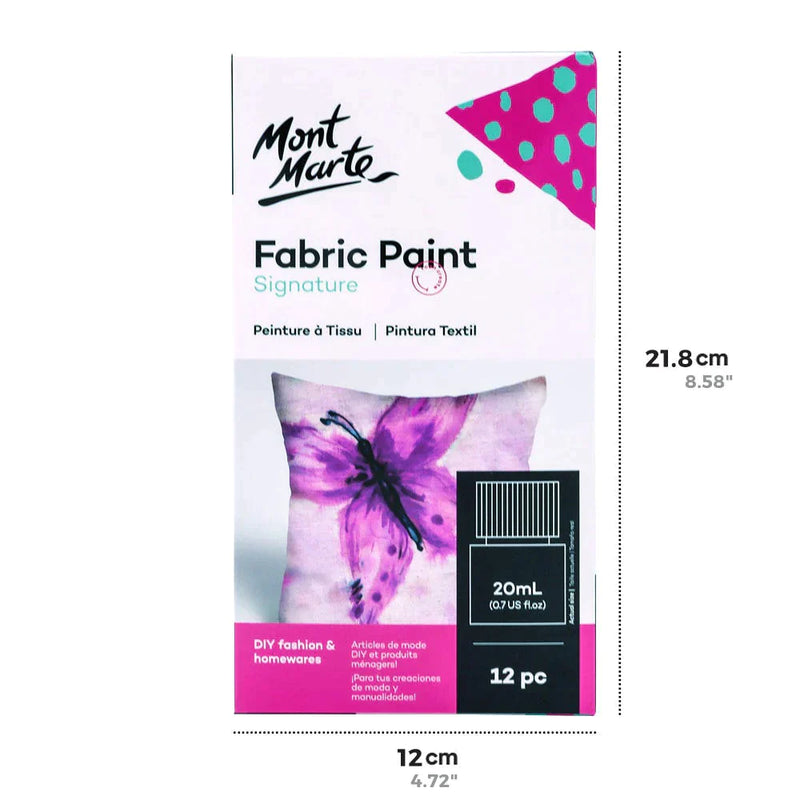 Mont Marte Signature Fabric Paint Set - 12pc x 20ml - PMHS0076