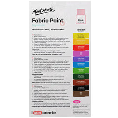 Mont Marte Signature Fabric Paint Set - 12pc x 20ml - PMHS0076