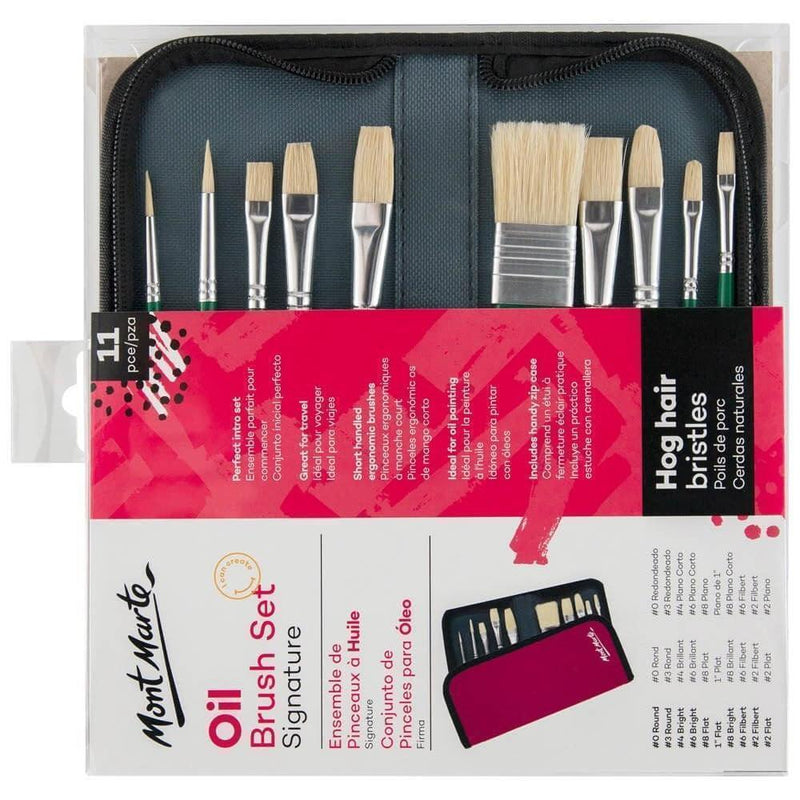 Mont Marte Oil Brush Set with Wallet 11pc