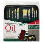 Mont Marte Signature Paint Brush Set BMHS0031- Oil Hog Bristle In Wallet 11pc