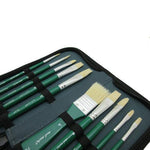 Mont Marte Signature Paint Brush Set BMHS0031- Oil Hog Bristle In Wallet 11pc