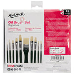 Mont Marte Signature Paint Brush Set BMHS0031- Oil Hog Bristle In Wallet 11pc