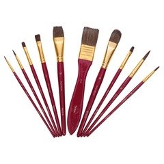 Mont Marte Signature Paint Brush Set BMHS0032- Watercolour Mixed Bristle In Wallet 11pc