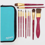 Mont Marte Signature Paint Brush Set BMHS0032- Watercolour Mixed Bristle In Wallet 11pc