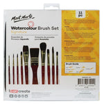 Mont Marte Signature Paint Brush Set BMHS0032- Watercolour Mixed Bristle In Wallet 11pc