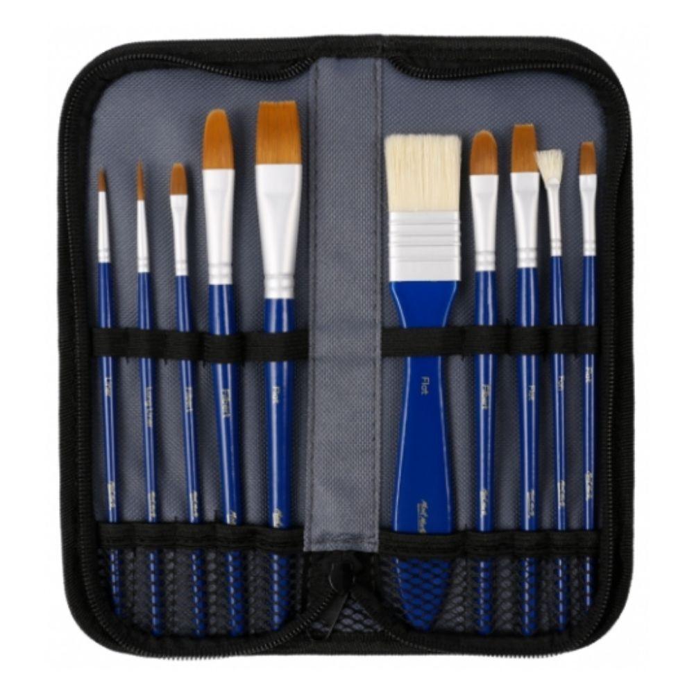 Mont Marte Signature Paint Brush Set BMHS0037 - Gouache Mixed Bristle In Wallet 11pc