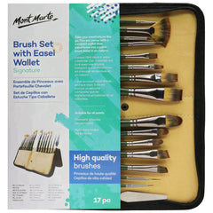 Mont Marte Signature Paint Brush Set BMHS0044 - Artist Brushes In Easel Wallet 17pc