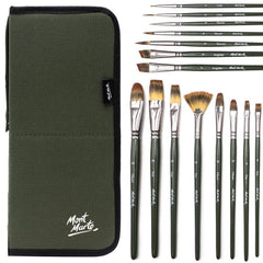 Mont Marte Signature Paint Brush Set BMHS0044 - Artist Brushes In Easel Wallet 17pc