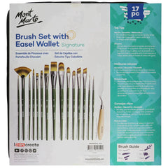 Mont Marte Signature Paint Brush Set BMHS0044 - Artist Brushes In Easel Wallet 17pc
