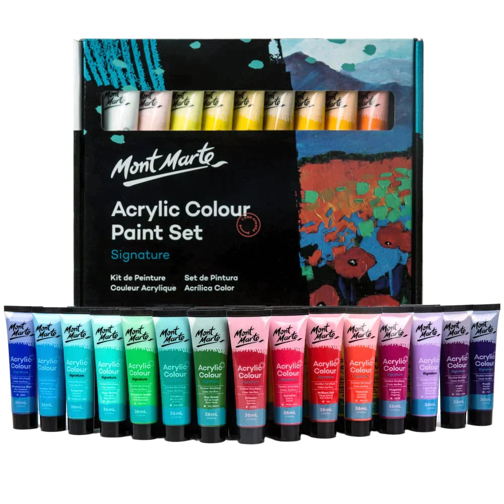 Mont Marte Signature Paint Set - Acrylic Paint 36pc x 36ml Tubes - MSCH3636