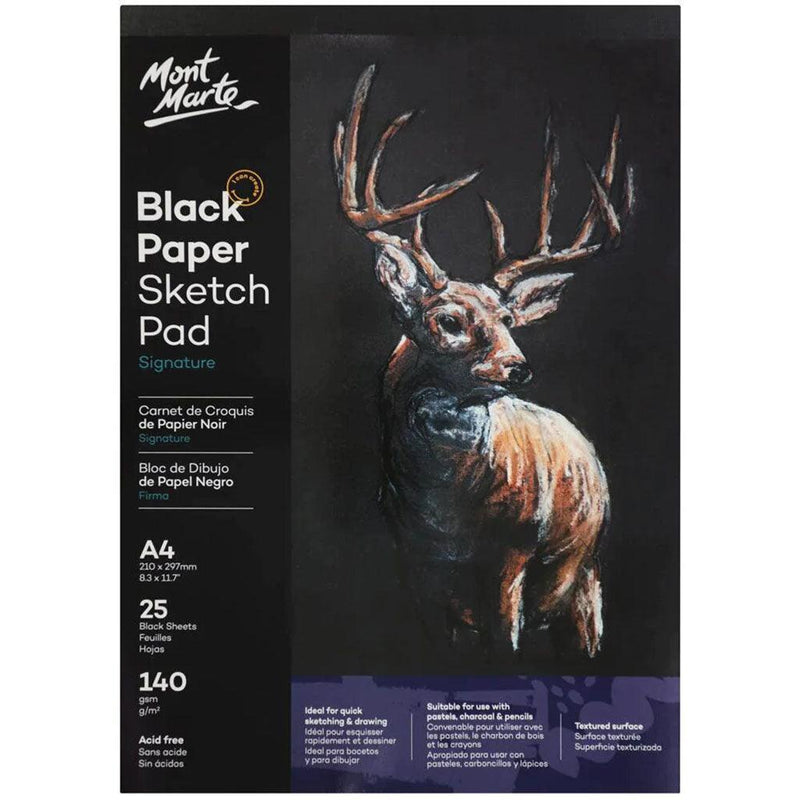 Mont Marte Sketch Pad Black Paper A4 140gsm 25 Sheet - MSB0060