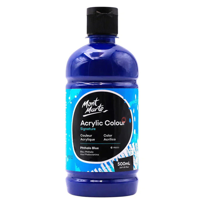 Mont Marte Studio Acrylic 500ml bottle - Phthalo Blue MSCH5016