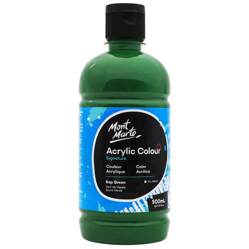 Mont Marte Studio Acrylic 500ml bottle - Sap Green MSCH5008