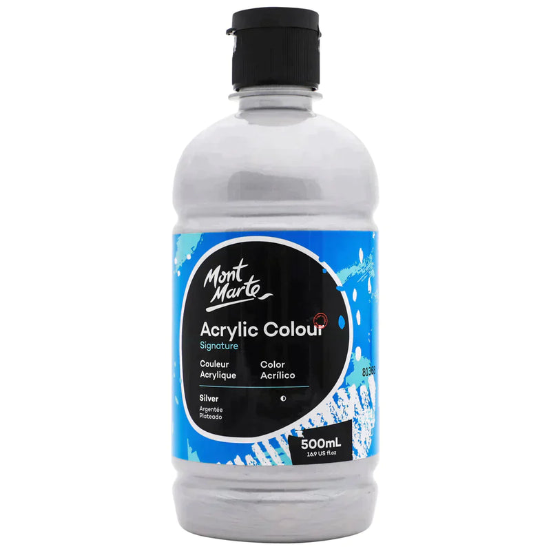 Mont Marte Studio Acrylic 500ml bottle - Silver MSCH5022